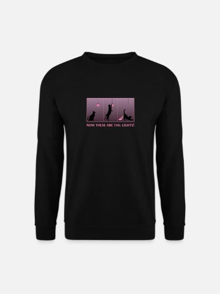 Funny Cat Eating Lightbulb Glowing Butt Tail Light - Unisex Sweatshirt - black