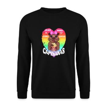 Nur ein Mädchen, dass Wasserschweine liebt - Unisex Pullover - Schwarz - Vorne - Alina (178cm) & Michal (187cm)