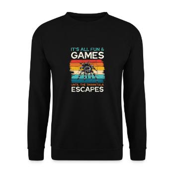 Es Macht Alles Spaß Tarantel Spinne - Unisex Pullover - Schwarz - Vorne - Alina (178cm) & Michal (187cm)