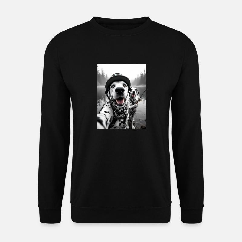 Fischerei Dalmatiner Hund Selfie - Unisex Pullover - Schwarz