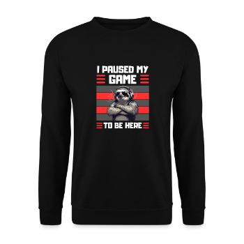 Lustiges Faultier Gamer Design - Unisex Pullover - Schwarz - Vorne - Alina (178cm) & Michal (187cm)