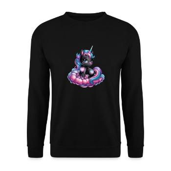 Magical Unicorn on Clouds with Heart Motifs for - Unisex Sweatshirt - black - Front - Alina (178cm) & Michal (187cm)
