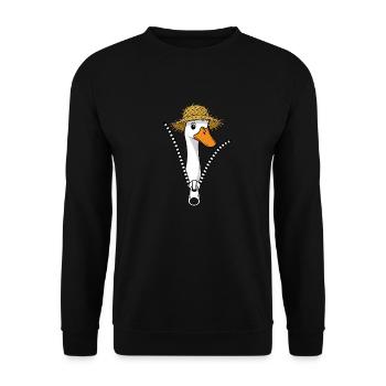 Runner duck with straw hat Funny duck ducks - Unisex Sweatshirt - black - Front - Alina (178cm) & Michal (187cm)