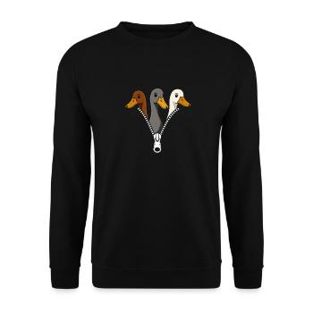 Three Ducks Zipper Duck Fans Duck Ducks - Unisex Sweatshirt - black - Front - Alina (178cm) & Michal (187cm)