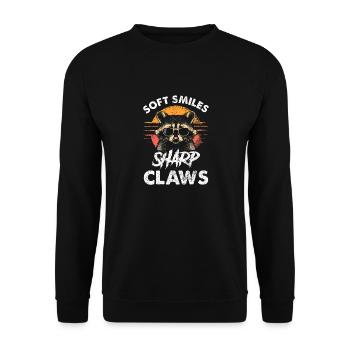 Drôle mignon raton laveur sauvage Mème - Sweat-shirt Unisexe - noir - Devant - Alina (178cm) & Michal (187cm)