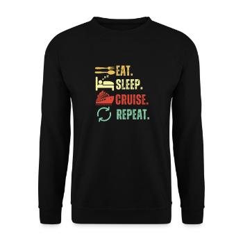 Eat Sleep Cruise Répéter - Sweat-shirt Unisexe - noir - Devant - Alina (178cm) & Michal (187cm)