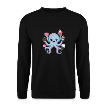 Octopus Cake Kids Squid - Unisex Sweatshirt - black - Front - Alina (178cm) & Michal (187cm)