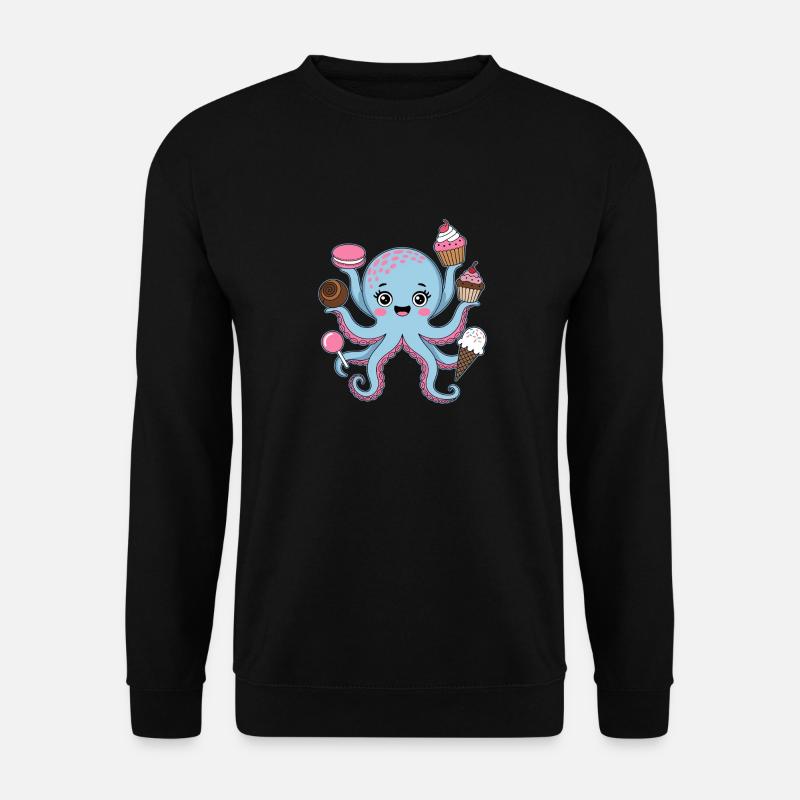 Oktopus Kuchen Kinder Tintenfisch - Unisex Pullover - Schwarz