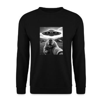 Selfie Capybara avec OVNI Capybara Cadeaux - Sweat-shirt Unisexe - noir - Devant - Alina (178cm) & Michal (187cm)