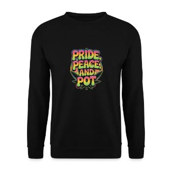 Pride Peace and Pot - Unisex Pullover - Schwarz - Vorne - Alina (178cm) & Michal (187cm)