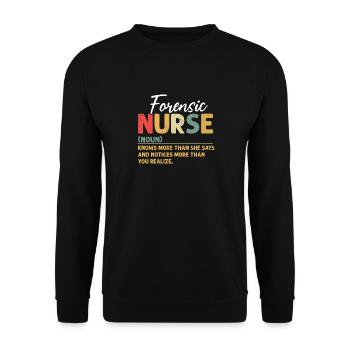 Forensische Krankenschwester Lustige Definition Retro Krankenschwester - Unisex Pullover - Schwarz - Vorne - Alina (178cm) & Michal (187cm)