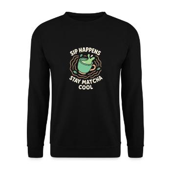 Matcha Aesthetic Latte Soft Girl Thé sur Café - Sweat-shirt Unisexe - noir - Devant - Alina (178cm) & Michal (187cm)
