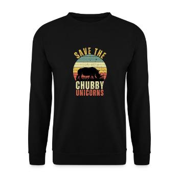 Save the Chubby Unicorns - Unisex Sweatshirt - black - Front - Alina (178cm) & Michal (187cm)