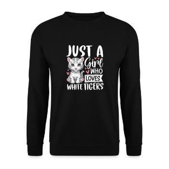 Just a Girl Who Loves White Tigers - Unisex Sweatshirt - black - Front - Alina (178cm) & Michal (187cm)