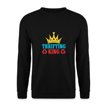 Friperie Shopper Thrifting King Friperie - Sweat-shirt Unisexe - noir - Devant - Alina (178cm) & Michal (187cm)