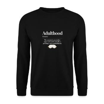 Âge adulte : reconnaître la sieste comme un privilège - Sweat-shirt Unisexe - noir - Devant - Alina (178cm) & Michal (187cm)