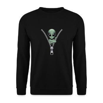Drôle de look de fermeture éclair extraterrestre - Sweat-shirt Unisexe - noir - Devant - Alina (178cm) & Michal (187cm)