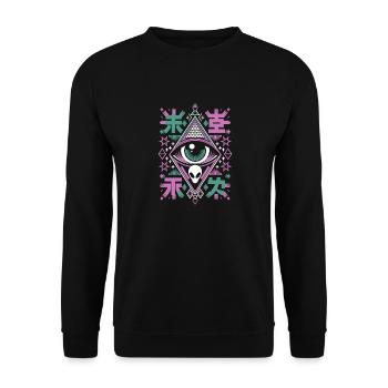 Mystérieux Futur Alien Eye Design Géométrique - Sweat-shirt Unisexe - noir - Devant - Alina (178cm) & Michal (187cm)