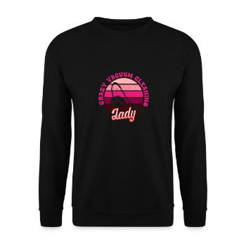 Staubsaugen Haushalt Crazy Vacuum Cleaning Lady - Unisex Pullover - Schwarz - Vorne - Alina (178cm) & Michal (187cm)