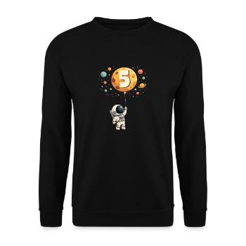 Astronaute mignon 5ème anniversaire garçon espace - Sweat-shirt Unisexe - noir - Devant - Alina (178cm) & Michal (187cm)