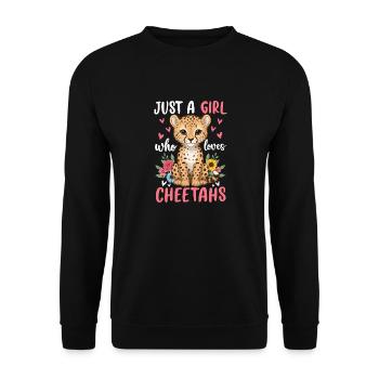 Juste une fille qui aime les guépards - Sweat-shirt Unisexe - noir - Devant - Alina (178cm) & Michal (187cm)