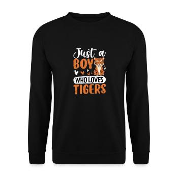 Just a Boy Who Loves Tigers - Unisex Sweatshirt - black - Front - Alina (178cm) & Michal (187cm)