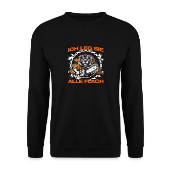 I lay 'em all lumberjack woodsman - Unisex Sweatshirt - black - Front - Alina (178cm) & Michal (187cm)