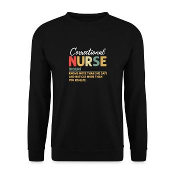 Infirmière praticienne correctionnelle Rétro Médical - Sweat-shirt Unisexe - noir - Devant - Alina (178cm) & Michal (187cm)