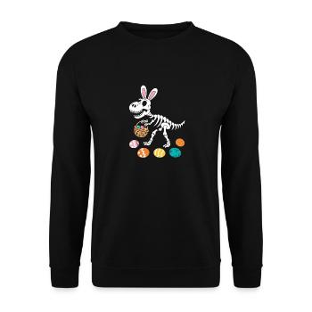 Lapin de Pâques Squelette Dino avec panier d’oeufs de Pâques - Sweat-shirt Unisexe - noir - Devant - Alina (178cm) & Michal (187cm)