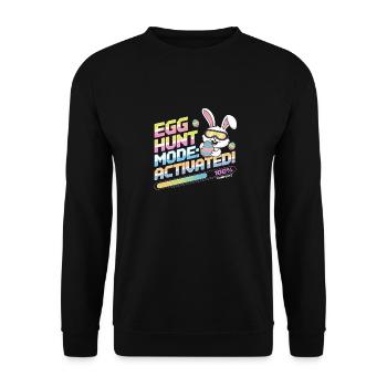 Egg Hunt Mode: Aktiviert - Osterhasen-Spaß für - Unisex Pullover - Schwarz - Vorne - Alina (178cm) & Michal (187cm)