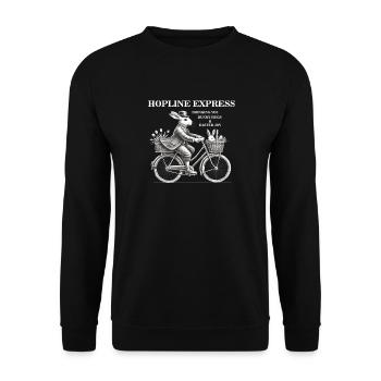 Pâques Rétro HOPLINE EXPRESS Lapin Câlins Vintage - Sweat-shirt Unisexe - noir - Devant - Alina (178cm) & Michal (187cm)