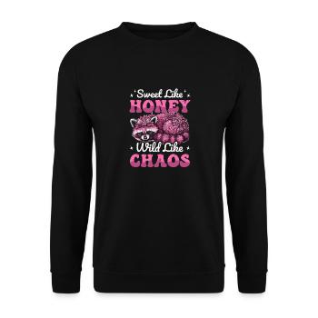 Drôle mignon raton laveur sauvage Mème - Sweat-shirt Unisexe - noir - Devant - Alina (178cm) & Michal (187cm)