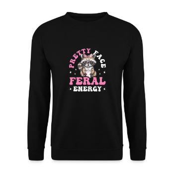 Drôle mignon raton laveur sauvage Mème - Sweat-shirt Unisexe - noir - Devant - Alina (178cm) & Michal (187cm)