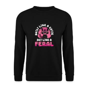 Drôle mignon raton laveur sauvage Mème - Sweat-shirt Unisexe - noir - Devant - Alina (178cm) & Michal (187cm)