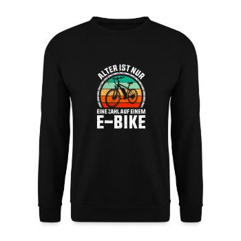 E-Bike ALTER IST NUR EINE ZAHL AUF EINEM E-BIKE - Unisex Pullover - Schwarz - Vorne - Alina (178cm) & Michal (187cm)
