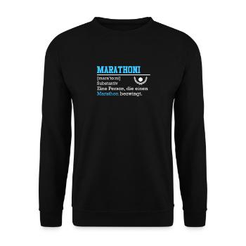 Läufer MARATHONI Laufen Lustiges Marathon - Unisex Pullover - Schwarz - Vorne - Alina (178cm) & Michal (187cm)