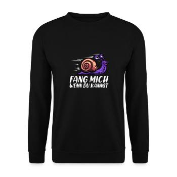 Läufer FANG MICH WENN DU KANNST Laufen Lustiges - Unisex Pullover - Schwarz - Vorne - Alina (178cm) & Michal (187cm)