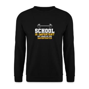 School is important Bodybuilding Bodybuilder Gym - Unisex Pullover - Schwarz - Vorne - Alina (178cm) & Michal (187cm)