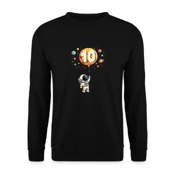 Astronaute mignon 10e anniversaire garçon espace - Sweat-shirt Unisexe - noir - Devant - Alina (178cm) & Michal (187cm)