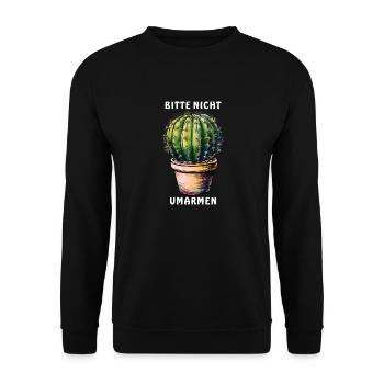 KAKTUS BITTE NICHT UMARMEN - Unisex Pullover - Schwarz - Vorne - Alina (178cm) & Michal (187cm)