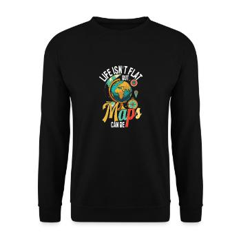 Geografische Informationssysteme Life Isn't Flat - Unisex Pullover - Schwarz - Vorne - Alina (178cm) & Michal (187cm)