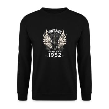 Vintage Rockin' seit 1952, 73 Jahre echte Coolness - Unisex Pullover - Schwarz - Vorne - Alina (178cm) & Michal (187cm)