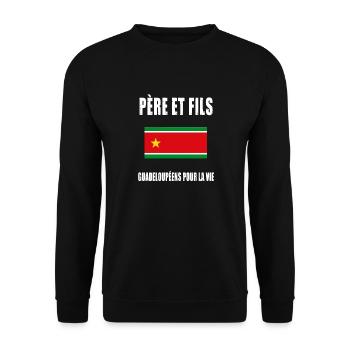 père et fils guadeloupéen guadeloupe papa - Sweat-shirt Unisexe - noir - Devant - Alina (178cm) & Michal (187cm)