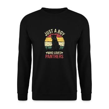 Just a Boy Who Loves Panthers - Unisex Pullover - Schwarz - Vorne - Alina (178cm) & Michal (187cm)