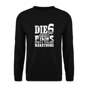 Läufer DIE 6 STUFEN EINES MARATHONS Laufen Lustig - Unisex Pullover - Schwarz - Vorne - Alina (178cm) & Michal (187cm)