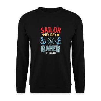 Segel Gamer Design für Zockerfans - Unisex Pullover - Schwarz - Vorne - Alina (178cm) & Michal (187cm)