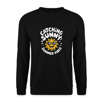 Sunny Summer Moments Vibes Sommer Sonne - Unisex Pullover - Schwarz - Vorne - Alina (178cm) & Michal (187cm)