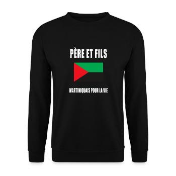 père et fils martiniquais martinique papa - Sweat-shirt Unisexe - noir - Devant - Alina (178cm) & Michal (187cm)