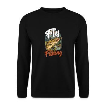 Forellenfliegenfischerei Natur Wildlife Fisher - Unisex Pullover - Schwarz - Vorne - Alina (178cm) & Michal (187cm)