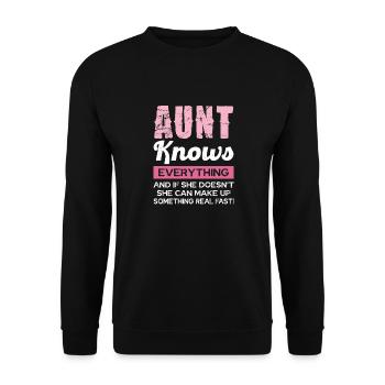 La tante sait tout et si ce n’est pas le cas, - Sweat-shirt Unisexe - noir - Devant - Alina (178cm) & Michal (187cm)